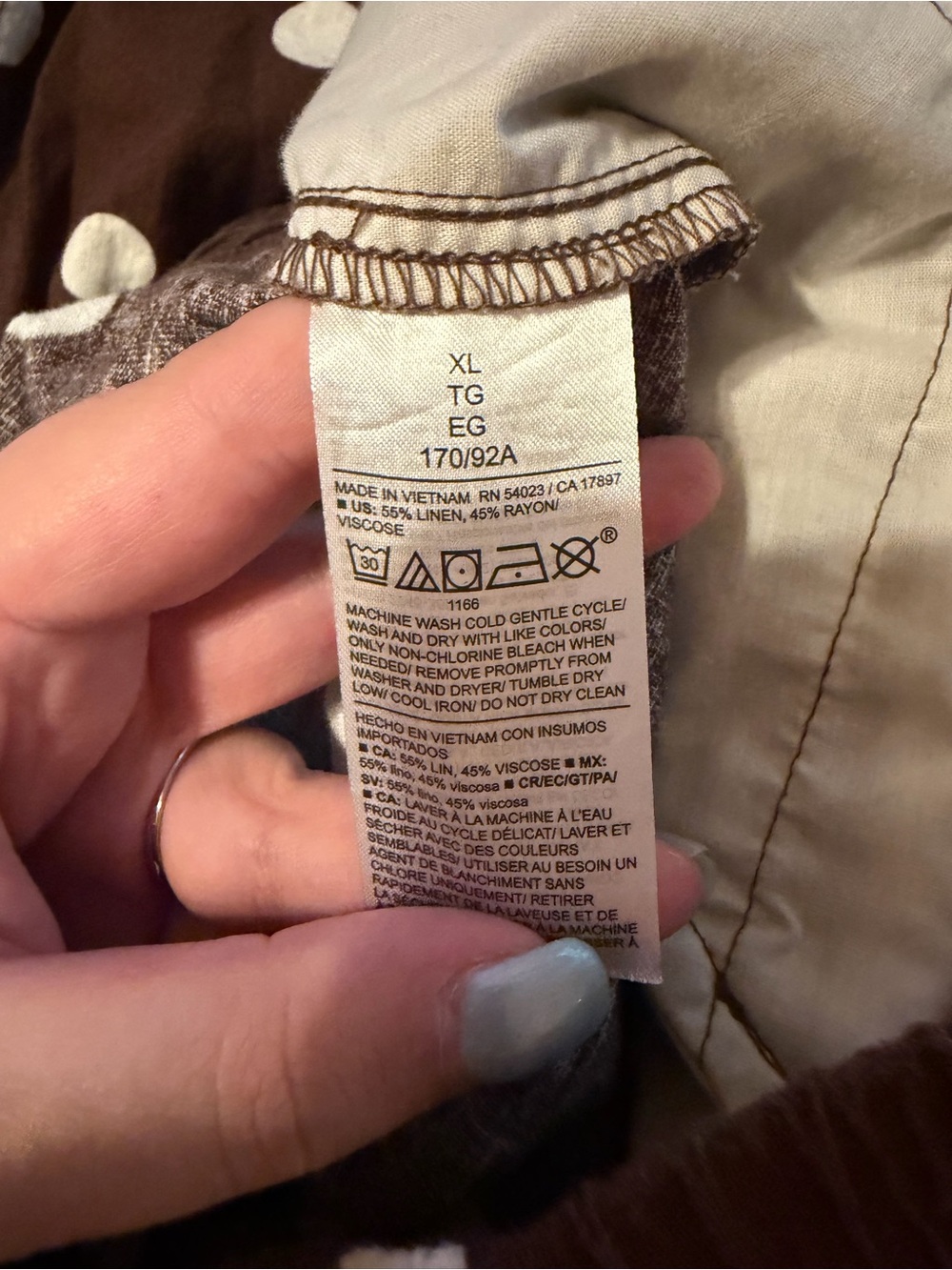 Brown Polka Dot Linen Pants - Picture 8 of 9